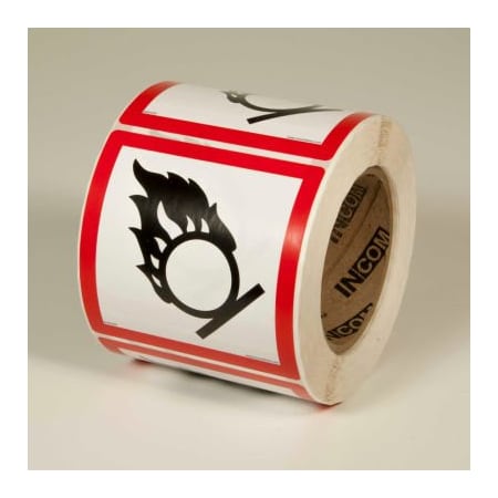 Top Tape And Label INCOM GHS1257 GHS "Flame Circle" Pictogram Label, 4" x 4", 500/Roll GHS¬†1257.00